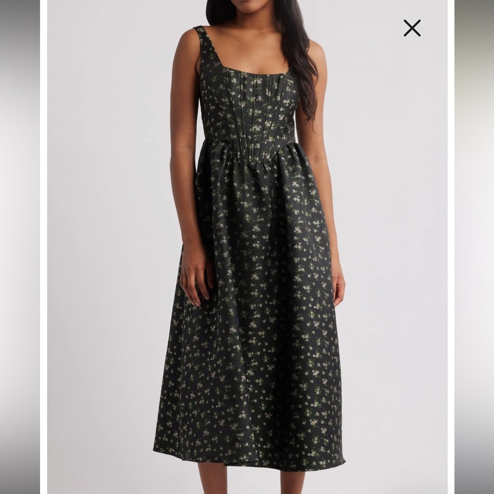 Lulu's Black Pleated Midi Cocktail Dress